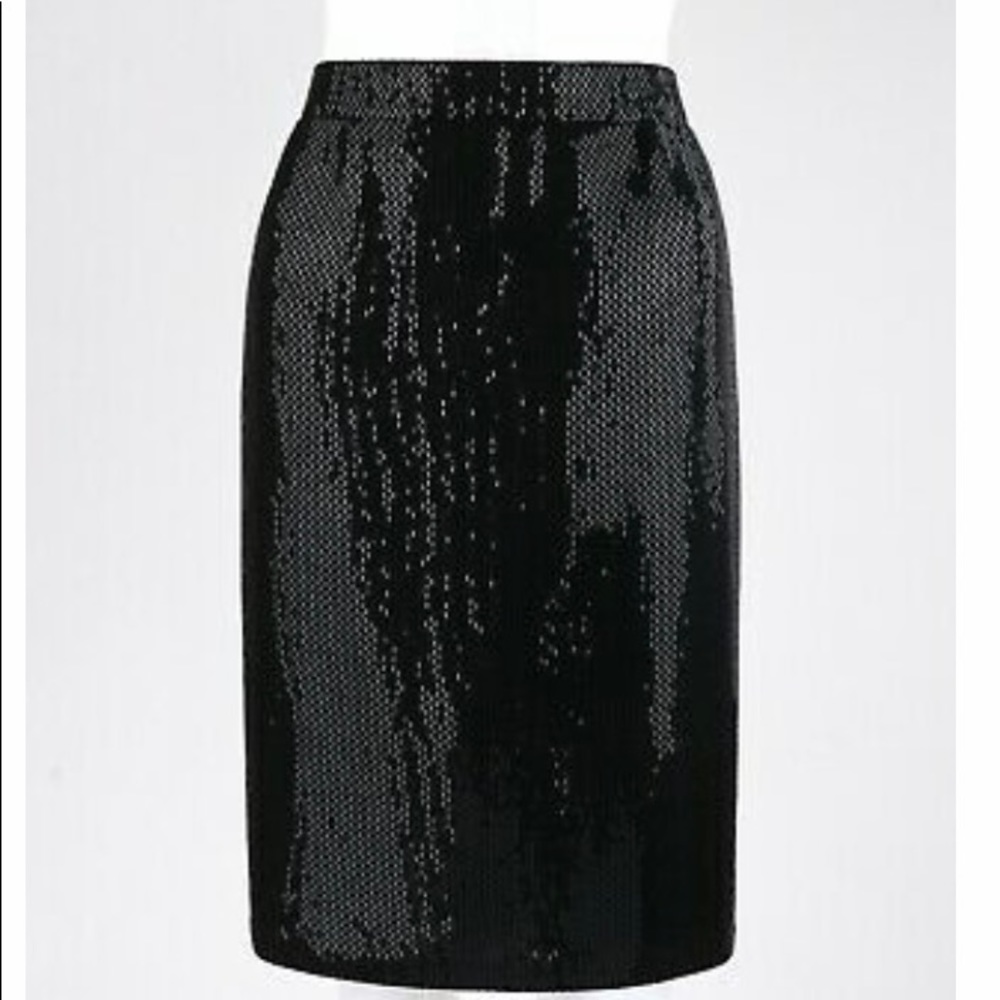 ST. JOHN COUTURE by Marie Gray Black Paillette Santana Knit Skirt sz-16